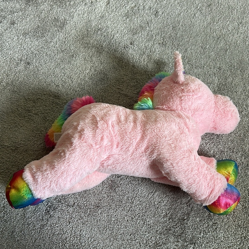 Plush Rainbow Unicorn Toy by Hugfun – Pink Stuffed Animal For All Ages - Picture 3 of 6
